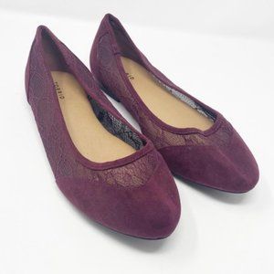 Torrid Burgundy Lace Flats Shoes WW Size 11